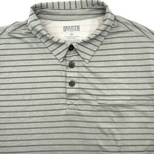 Duluth Trading Company Men's XXL‎ 2XL Green Striped Polo Work Outdoor Golf Polo